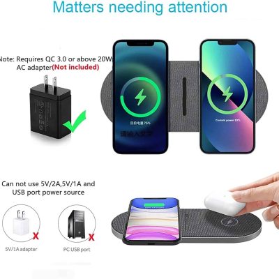 Charge your iPhone or Samsung smartphone effortlessly with this wireless charging pad, compatible with Qi-enabled devices, offering fast charging and a sleek design.