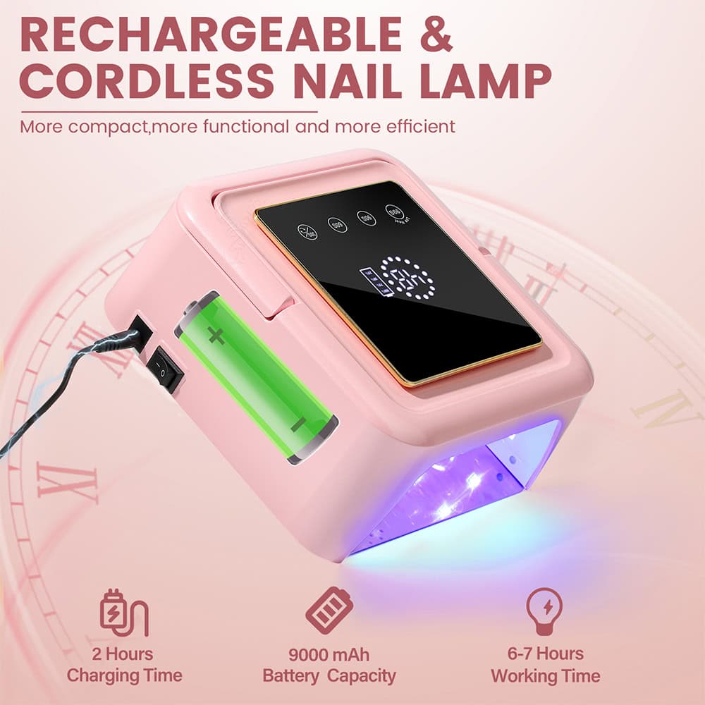 Rechargeable Nail Lamp for Nail Art and Gel Polish. - Monalisa Store Optical nail lamp for professional and home use, rechargeable and cordless with LED light, fast charging, large battery capacity. Perfect for manicure, pedicure, gel nails, and UV curing at beauty salons or personal use.