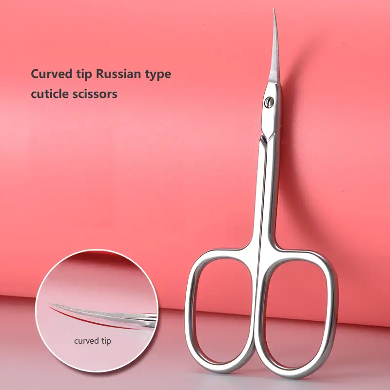 High-quality Russian curved tip cuticle scissors for precise nail care and grooming. Durable, ergonomic design ideal for professional or personal use, enhancing manicure and pedicure results.