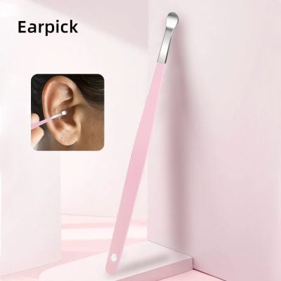 Earpick for ear cleaning and hygiene, gentle gold or silver tool with long handle for safe and effective ear inspection, suitable for professional and home use.