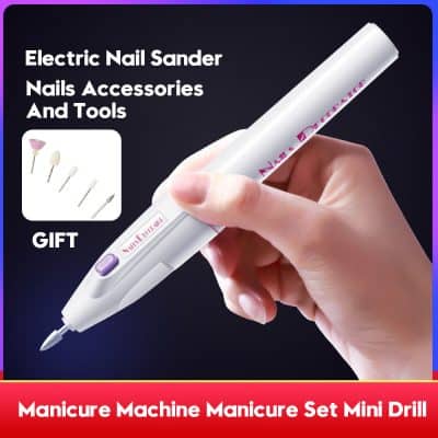 Nail sander with multiple drill bits ideal for manicures, pedicures, and nail art. Portable device for salon or home use. Great gift for beauty enthusiasts seeking high-quality nail accessories.