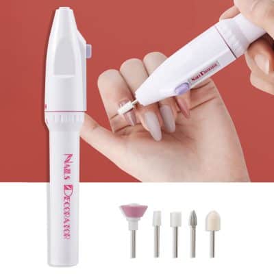 Efficient electric nail drill for professional manicures & pedicures, includes multiple grinding heads, suitable for acrylic, gel nails, and natural nails. Perfect for salon or home use.