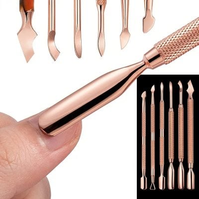 High-quality rose gold manicure tools for precise grooming and nail care. Perfect for professional salons and home use, these durable, stainless steel nail tools come with ergonomic handles.