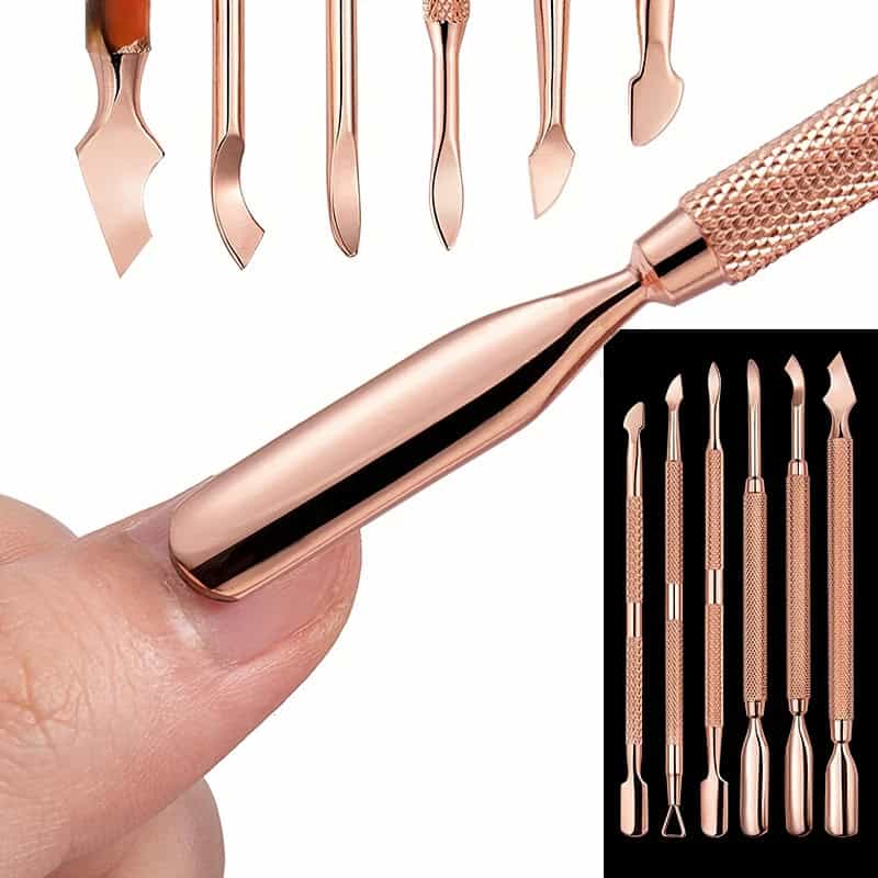 High-quality rose gold manicure tools for precise grooming and nail care. Perfect for professional salons and home use, these durable, stainless steel nail tools come with ergonomic handles.