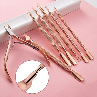 High-quality rose gold manicure and pedicure tools for professional nail care, eyebrow grooming, and skincare. Precision instruments designed for salon and personal use for flawless beauty results.