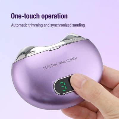An electric nail clipper with one-touch operation for fast, easy, and hygienic nail trimming, ideal for personal grooming and professional salon use.