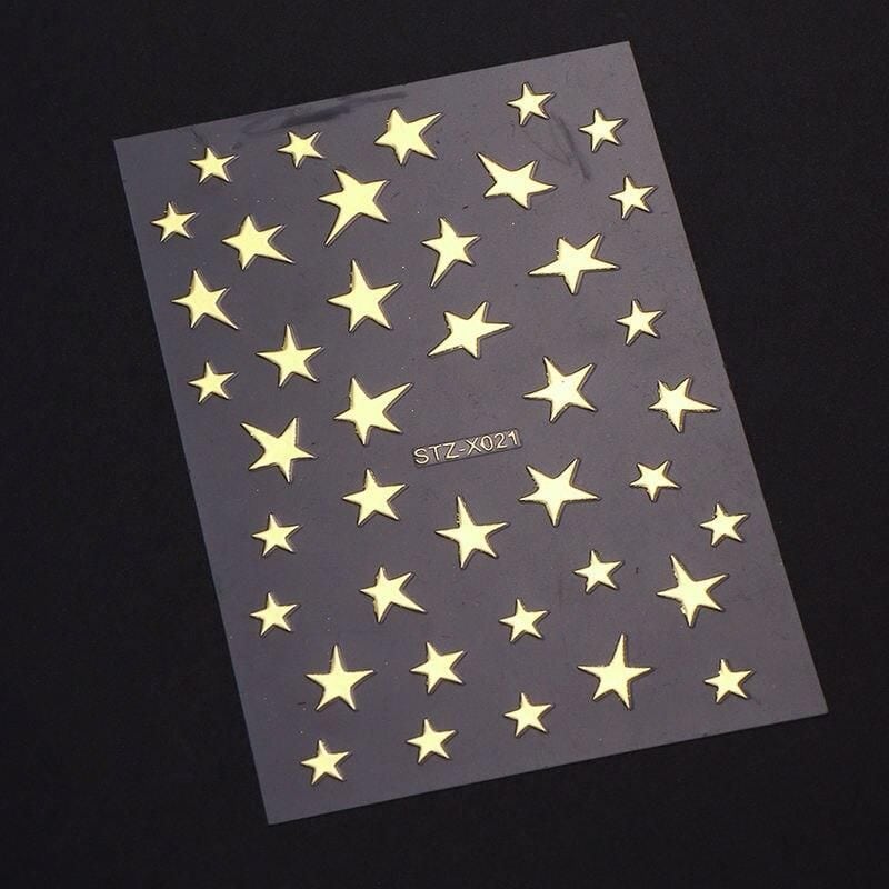 Bright star decals for nail art, perfect for creative manicures and pedicures at Monalisa Store. High-quality, easy-to-apply nail stickers for stylish and unique nail designs.