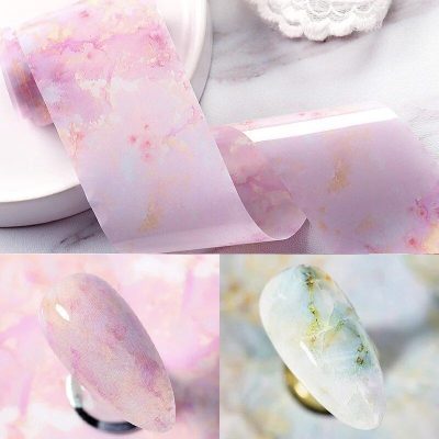 Elegant pink marble nail stickers for stylish manicures and nail art. Perfect for professional salons or DIY home nail design. Enhance your nails with trendy, high-quality press-on decals.