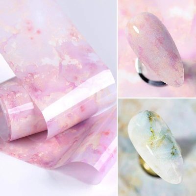 Pink marble gel nail wraps with elegant design, ideal for creating trendy gel manicures. Perfect for nail extensions, stylish, and durable for long-lasting beauty.