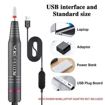 High-quality electric pen with USB interface, compatible with laptops, power banks, and USB plug boards for efficient eyebrow and facial treatments.