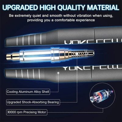 Precise, durable, and silent dental implant tool with shock-absorbing bearings and high RPM motor for optimal performance.