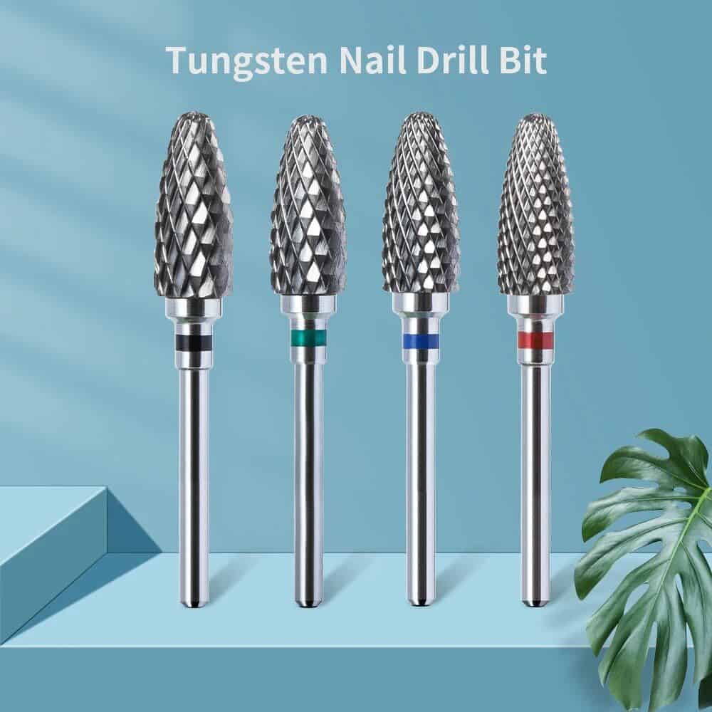 High-quality tungsten nail drill bits for professional manicures and pedicures, precision, durability, and smooth finish. Perfect for salon and home use, offering efficient nail shaping and filing.