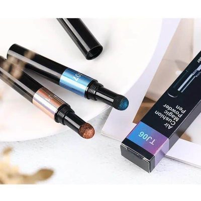 Vogue eye makeup products featuring dual-colored eyeshadow sticks and sleek packaging, perfect for professional and daily eye makeup looks.