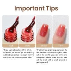 Nail care tips for healthy, beautiful nails. Learn about thin and thick nail gels, and how to achieve a transparent or natural nail look with proper application techniques.