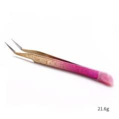 Precision eyelash extension tweezers for professional use and beauty salons, featuring pink and gold design, lightweight, and durable for accurate lash application.