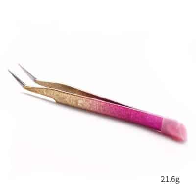 Precision eyelash extension tweezers for professional use and beauty salons, featuring pink and gold design, lightweight, and durable for accurate lash application.