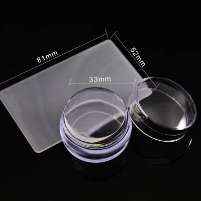 Clear acrylic eyepatch container with precise measurements for optical and ophthalmology use. Perfect for storing eyeglasses, contact lenses, and eye care accessories.