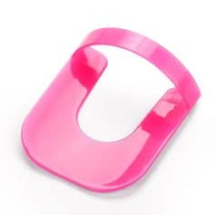 A vibrant pink plastic eye clip designed for securing glasses or sunglasses, offering convenience and style for eyewear users.