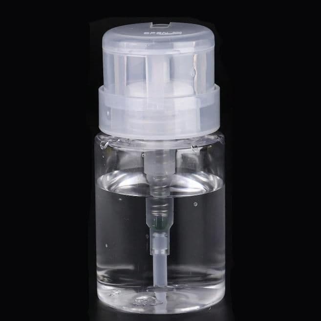 A clear spray bottle filled with disinfectant liquid, featuring a trigger sprayer for easy and hygienic application, ideal for cleaning and sanitizing surfaces.