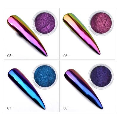 Vivid purple, pink, blue, and shimmering shades of eyeshadow in sleek, iridescent packaging for makeup & beauty. Perfect for bold eye looks.