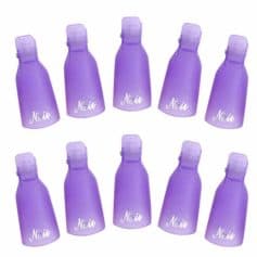 Purple nail polish bottles with white