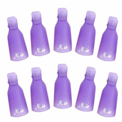 Purple nail polish bottles with white