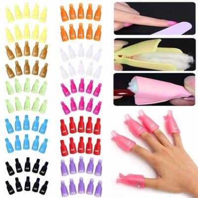 Nail polish remover pads with colorful bottles, easy-to-use, perfect for quick manicure and pedicure touch-ups, compatible with gel and acrylic nails.