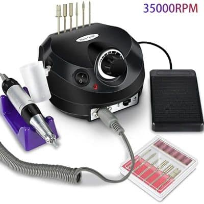 Professional electric nail drill machine for manicures and pedicures with adjustable speed and multiple drill bits for salon use. Ideal for nail art, acrylic, and gel nails.