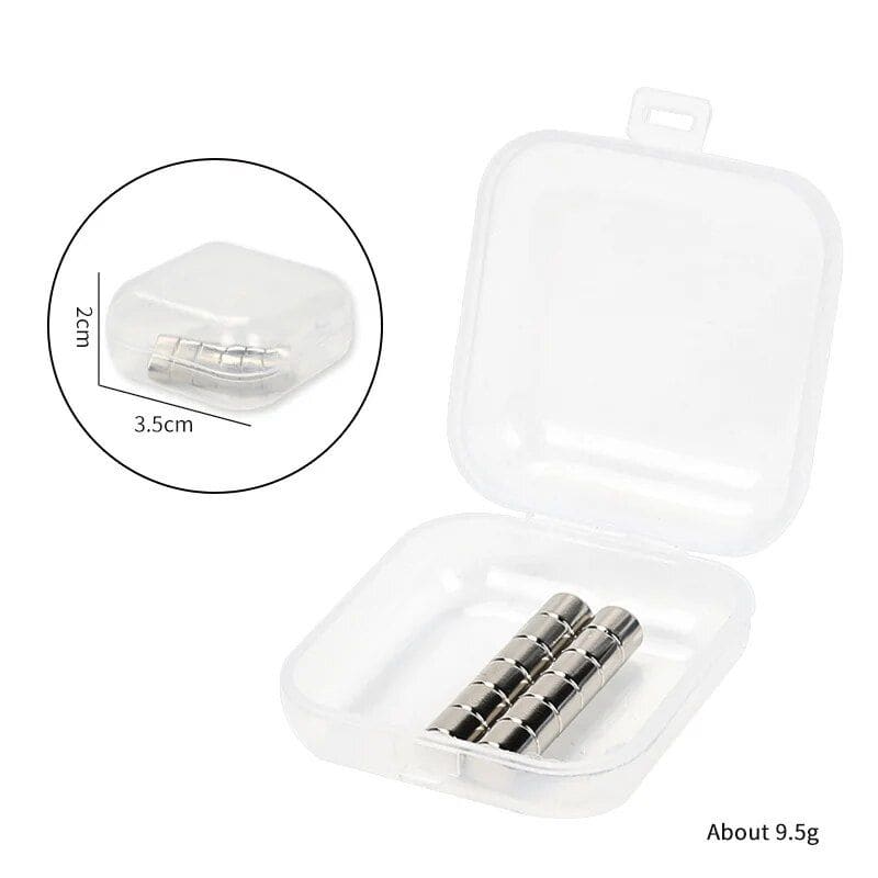 High-quality magnet repair kit for glasses and optical devices, includes small powerful magnets in a clear storage case. Compact and easy to carry for professional or personal use.