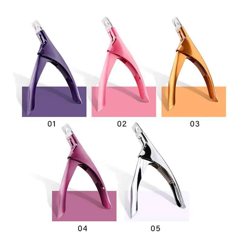 Elegant multicolor nail clippers for grooming and manicure tools, available in purple, pink, orange, rose, and silver for stylish nail care.