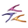 Vivid pink, purple, and gold eyelash extension scissors for precise eye treatment and appointment convenience. Perfect for professional optometrists and beauty specialists.