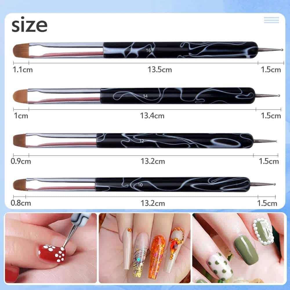High-quality nail art brushes for detailed manicure and pedicure designs, perfect for professional and DIY nail technicians. Ergonomic design for easy handling.