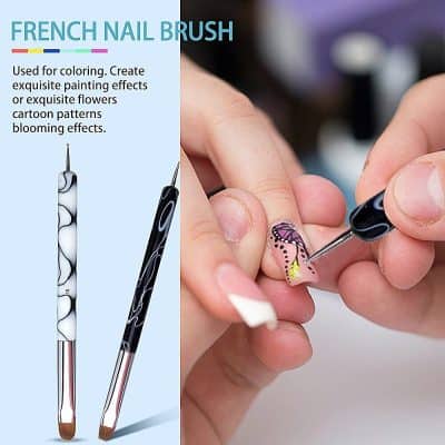 French nail art brush for detailed painting, ideal for creating exquisite flowers and blooming effects on nails, perfect for professional manicure and pedicure enhancement.