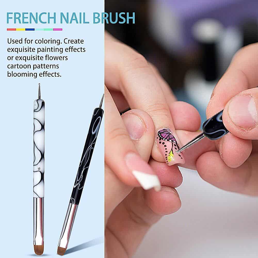 French nail art brush for detailed painting, ideal for creating exquisite flowers and blooming effects on nails, perfect for professional manicure and pedicure enhancement.