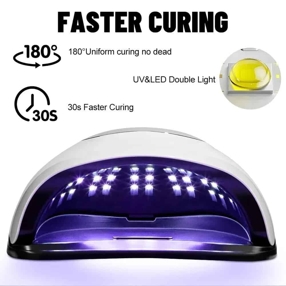 High-quality LED curing lamp for nail and beauty treatments with fast 30-second curing time and UV/LED double light.