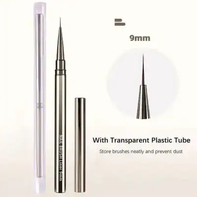 High-quality nail brush with transparent plastic tube for easy storage and dust prevention.