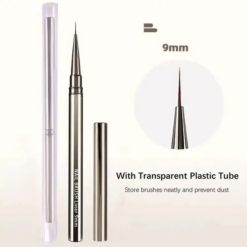 High-quality nail brush with transparent plastic tube for easy storage and dust prevention.