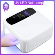 LED Nail Lamp for gel nails, 36 LEDs, quick curing, portable, ideal for salons and home use.