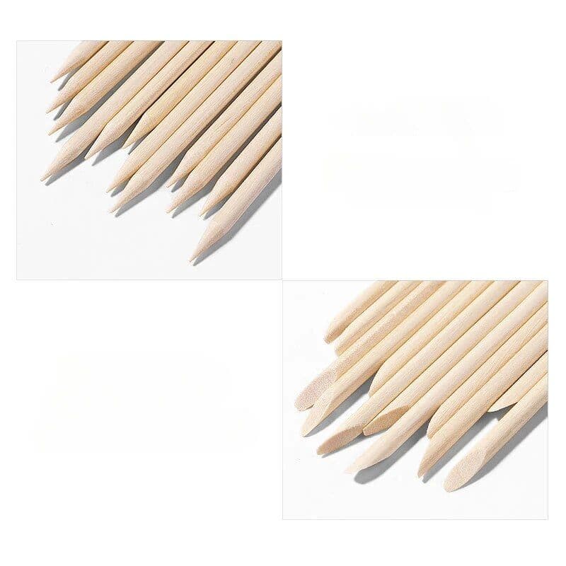 Multiple wooden dental sticks for oral hygiene health care.