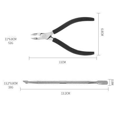 High-quality nail tools for manicure and pedicure. Durable stainless steel with ergonomic handles for precise grooming and shaping. Includes cuticle pushers and nippers for professional results.