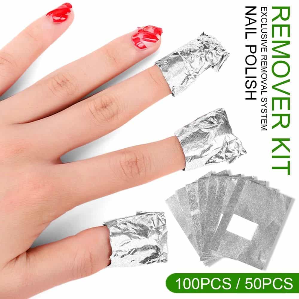 High-quality nail polish removal system with foil wraps for effective and easy removal of nail polish. Includes 100/50 pieces for salon and personal use. Perfect for manicures and nail art removal.
