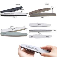Nail buffer and file set for professional and personal manicure care, featuring diverse grit options for smooth, durable nail shaping and polishing.
