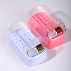 Dual eyelash extension storage containers with brushes for professional eyelash application. Compact, organized, and ideal for salon or home use, enhancing beauty routines.