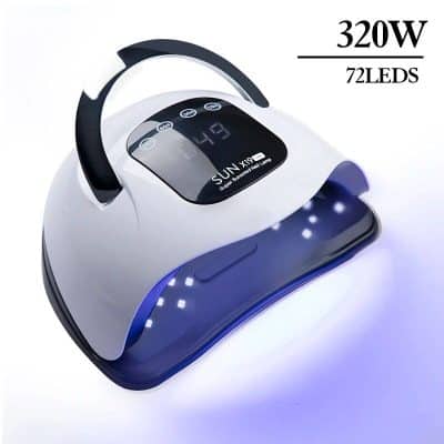 Advanced LED nail curing lamp for professional manicure treatments, featuring 72 LEDs, 320W power, and fast curing technology for salon-quality results. Perfect for gel nails and nail art.