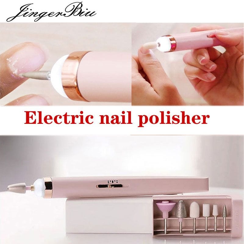 Electric nail polisher for salon & home use, featuring ergonomic design and multiple attachments for perfect manicures and pedicures. Fast and efficient nail grooming.