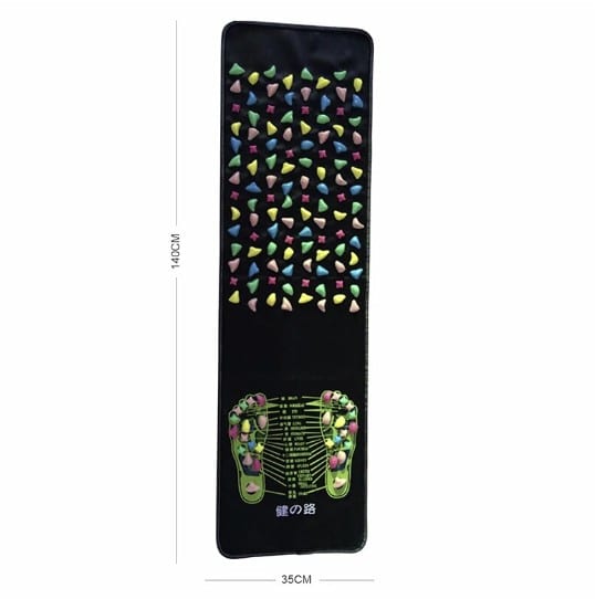 Durable climbing wall mat with colorful holds and foot support for sports training and physical therapy. Measures 140cm x 35cm, ideal for indoor fitness exercises and improving flexibility.