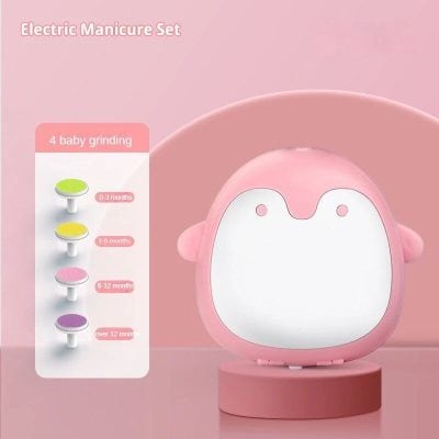 A pink baby nail dryer with soft lighting designed for infant skincare. Safe for babies from 0-12 months, providing gentle nail drying. Perfect for convenient and child-friendly nail grooming.