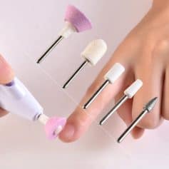 Precise nail drill bits for manicure and pedicure, perfect for shaping, buffing, and removing gel or acrylic nails, suitable for professional and home use.