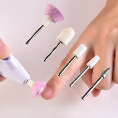 Precise nail drill bits for manicure and pedicure, perfect for shaping, buffing, and removing gel or acrylic nails, suitable for professional and home use.