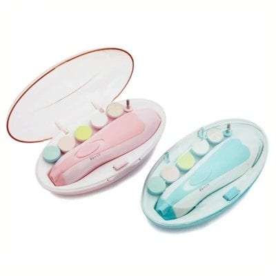 Portable contact lens case with built-in cleaning device, ideal for easy on-the-go eye care and contact lens hygiene. Compact design available in pink and blue colors.